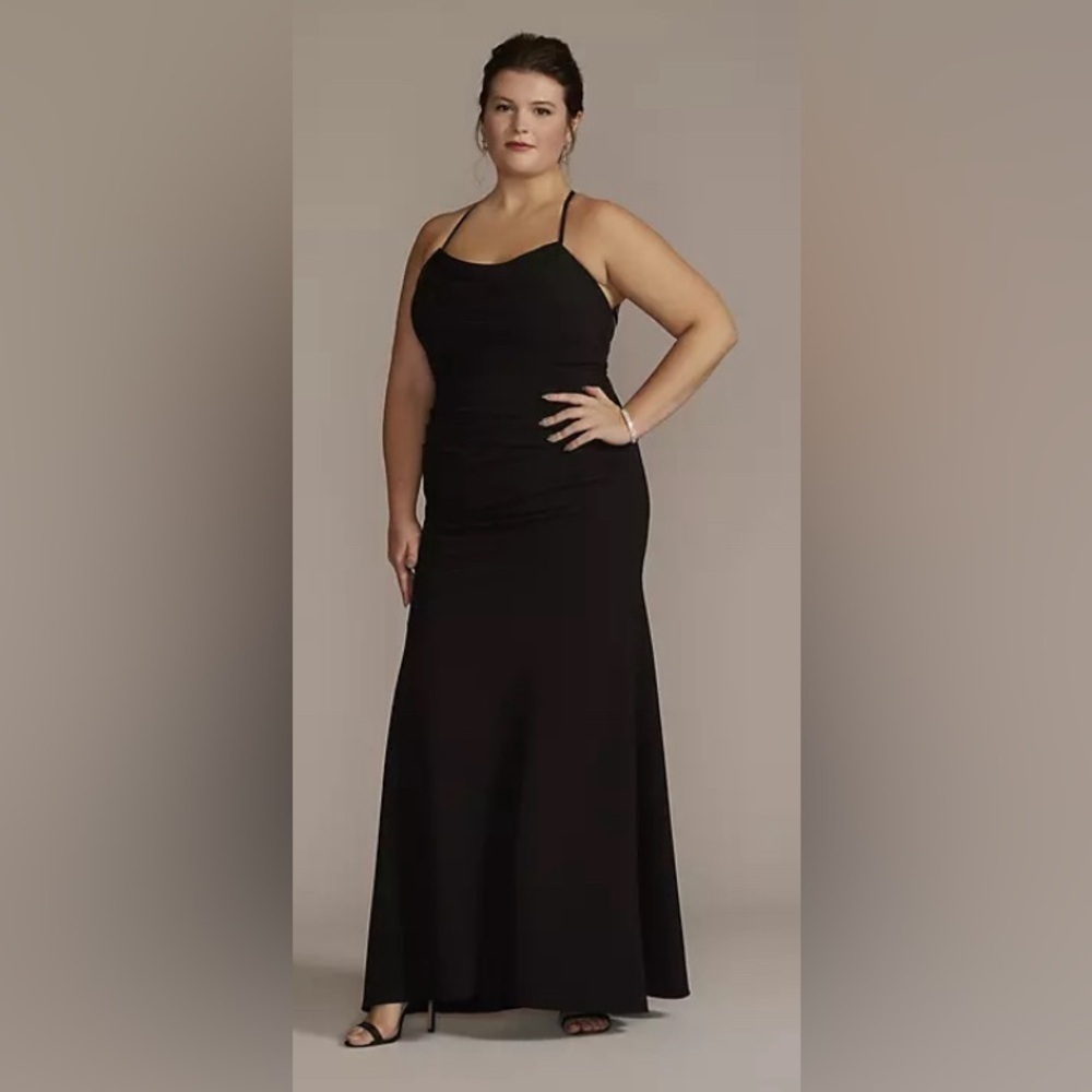 Slip Dress David’s Bridal Studio Collection Romantic Black Maxi Dress Size 12